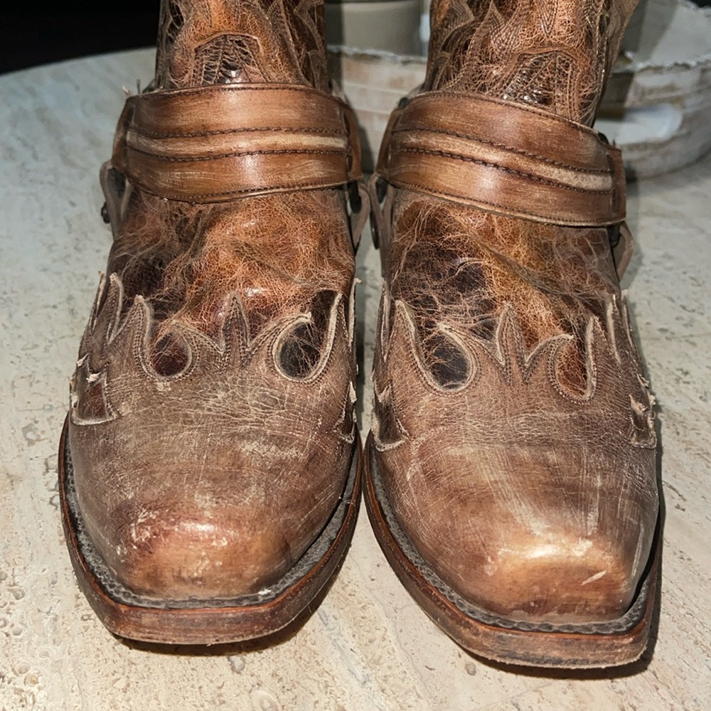 STETSON Men’s Outlaw Bad Guy Harness Boots Tru X Lug Sole Handcrafted Tan Size 9 - Picture 8 of 16